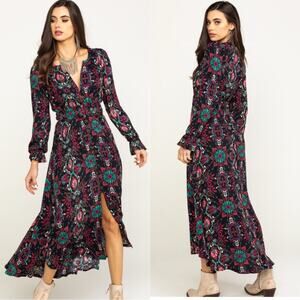 Shyanne Black and Teal Floral Maxi Dress